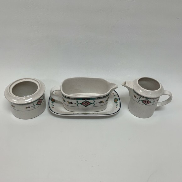 Studio Nova Adirondack Gravy Boat Creamer Sugar Bowl Mikasa Aztec Design Y2201 - Picture 2 of 8
